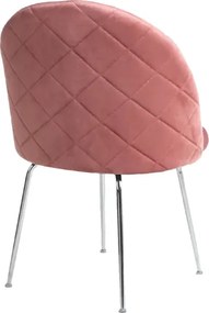 Sedia da pranzo in velluto Rosa con gambe in metallo Cromo - PARIS 2 sedie