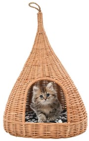 Cesta Per Gatti Con Cuscino 40x60cm Teepee Salice Naturale /