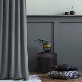 Tenda grigio scuro Aura con cerchi argentati 180 x 280 cm