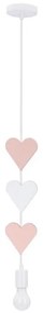 Lampadario a sospensione per bambini HEART 1xE27/20W/230V rosa/bianco