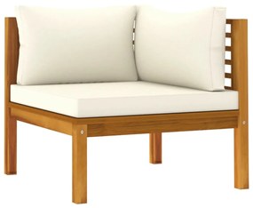 Set Divani da Giardino 5 pz con Cuscini Crema in Legno Acacia