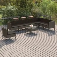 Set Divani da Giardino 9 pz con Cuscini in Polyrattan Grigio cod mxl 41969