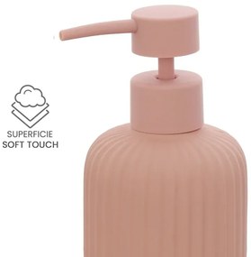 Dispenser sapone rosa in ceramica soft touch capienza 330 ml Spring