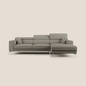 Blade Divano moderno angolare con poggiatesta reclinabili in Ecopelle T04 talpa