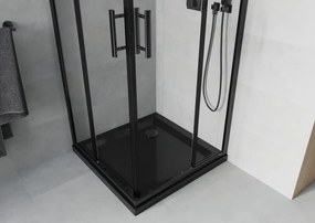 Mexen Rio cabina doccia quadrata 90 x 90 cm, trasparente, nera + piatto doccia Flat, nero - 860-090-090-70-00-4070B