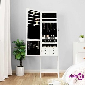 vidaXL Armadietto Portagioie a Specchio Luci a LED Autoportante Bianco