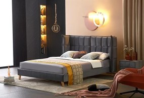 Letto Scandino imbottito in velluto grigio - 160 x 200 cm