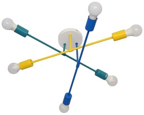 Lampadario a plafone CAMBRIDGE 6xE27/20W/230V blu/giallo