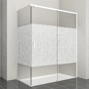 Porta doccia scorrevole L 158-159.5 cm x H 200 cm per nicchia in vetro smerigliato SP. 6 mm, profilo opaco bianco, serie Jazz