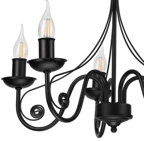 Lampadario a sospensione con catena DONATO 5xE14/40W/230V nero
