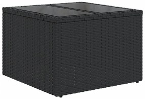 Set divani da giardino 10pz con cuscini in polyrattan nero