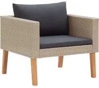 Divano da Giardino Singolo con Cuscini in Polyrattan Beige 310219