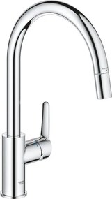 Rubinetto da cucina con doccetta a collo di cigno Start Clova Quickfix argento cromato lucido GROHE
