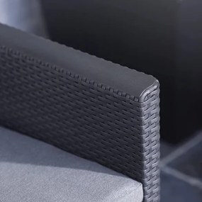 Salotto Per Esterni Rattan Divano Due Poltrone Cuscini E Tavolino Contenitore Claire Graphite Keter