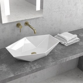 Kamalu - lavabo da appoggio 57cm design esagonale modello litos-k57