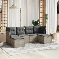 Set Divano da Giardino 6pz con Cuscini Grigio Chiaro Polyrattan 3263238