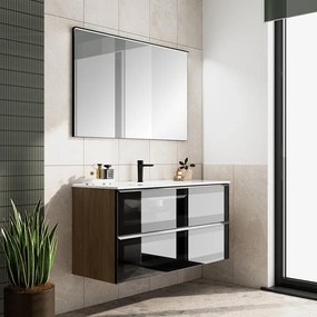 Mobile bagno con lavabo STAR L120 x H60 x P46 cm oak in vetro 2 cassetti per vasca centrale