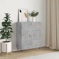 Credenza Grigio Cemento 69,5x34x90 cm in Legno Multistrato 827896