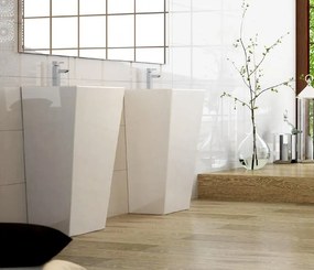 Lavabo monoblocco a terra rettangolare bianco 83.5cm |Litos-75B - KAMALU