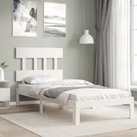 Giroletto con Testiera Bianco 90x200 cm in Legno Massellocod mxl 124895