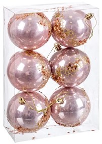 Palle di Natale Rosa Plastica 8 cm (6 Unità)