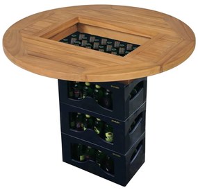Piano tavolo per cassa di birra in legno di teak 70 cm