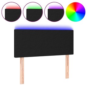 Testiera A Led Nera 100x5x78/88 Cm İn Tessuto /