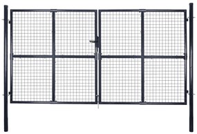 Cancello Per Giardino Rete İn Acciaio Zincato 289x175 Cm Grigio /