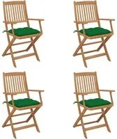 Sedie da Giardino Pieghevoli 4 pz con Cuscini Massello Acacia cod mxl 18447