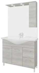 Mobile sottolavabo e lavabo con sifone Symoa per vasca centrale legno grigio in truciolare L 105 x H 81.5 x P 50.5 cm, 2 ante 2 cassetti