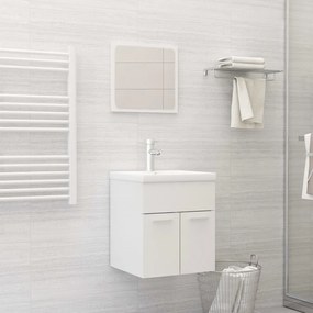 Set mobili da bagno 2 pz bianco lucido in legno multistrato