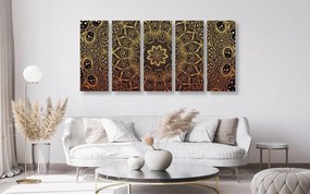 Quadri 5 pezzi – Mandala orientale dorato