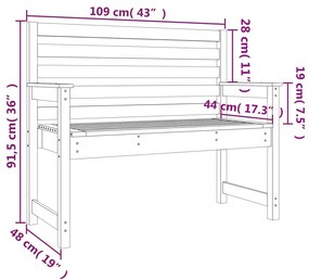 Panca da Giardino Grigia 109x48x91,5 cm Legno Massello di Pino