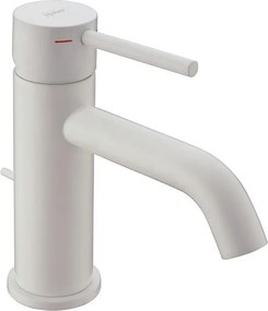 Rubinetto per lavabo a canna bassa getto laminare cristallino TAYRONA bianco verniciato opaco HUBER H 16.4 cm