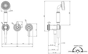 Parte esterna miscelatore doccia a parete 2 vie con deviatore supporto e presa acqua cromo 65036 gessi