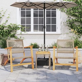 Set Da Bistrot 3 Pz Beige İn Polyrattan E Legno Massello Acacia /