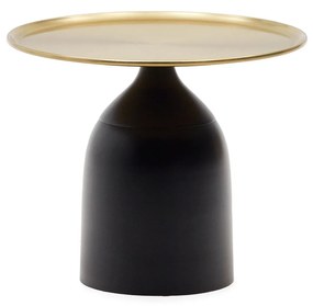 Kave Home - Tavolino rotondo Liuva in metallo dorato finitura nera opaca Ø 52 cm