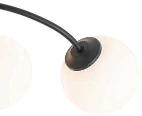 Plafoniera moderna nera con vetro opale 6 luci - Athenas