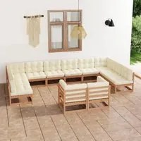 Set Divani da Giardino 12 pz Cuscini Miele in Massello di Pino 3077277