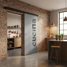 Porta scorrevole reversibile Cucina in vetro trasparente, L 88 x H 215 cm, con binario Meli