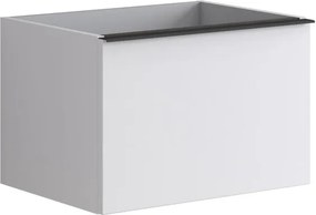 Cassettiera Pixel con 2 cassetti  frontale plain laccato opaco bianco e maniglia alluminio nero opaco L60 x H40 x P45,5 cm
