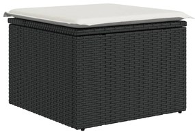 Set divani da giardino 11 pz con cuscini in polyrattan nero