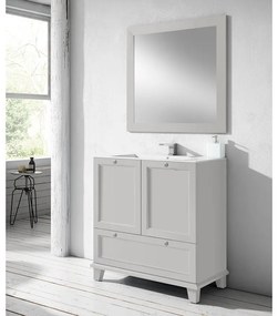 Mobile sottolavabo e lavabo Unike per vasca centrale perla L 80 cm, 2 ante