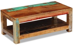 Tavolino da caffè in legno massello di recupero 90x45x35 cm