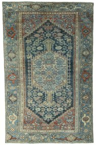 Hamedan Tappeto 200x130 Blu (Iran) Annodato A Mano