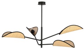 EMIBIG LIGHTING Lampada a sospensione Vene, nero/effetto rattan, 4 luci