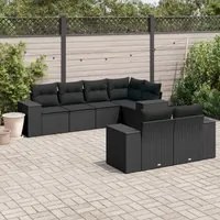 Set Divani da Giardino con Cuscini 7pz Nero Polyrattancod mxl 114494