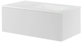 Mobile da bagno sospeso sotto lavabo L 90 x H 32 x P 48 cm bianco laccato, 1 cassetto SENSEA Neo