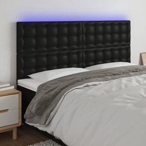 Testiera A Led Nera 180x5x118/128 Cm İn Similpelle /