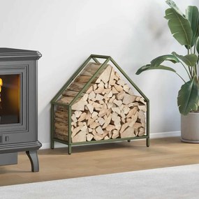 Rastrelliera Per Legna Da Ardere Verde Oliva 60x25x60 Cm /
